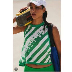 NWT FP Movement Love Printed Tank, Moving Stripe Green & White | Size Medium